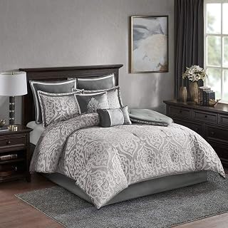 8 Pcs Jacquard Comforter Set Silver,Silver King