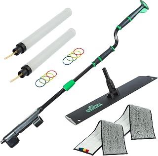UNGER Commercial Excella 24" Floor Cleaning Kit - Adjustable Height Mop, Liquid Dispensing System, 2 Microfiber Pads and Refillable Bottles - EFKT2