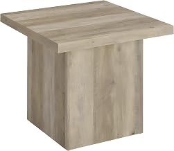 Furnifact Distressed-Finish Engineered Wood End Table with Square Top, Small Side Table for Living Room Bedroom or Corner, Brown