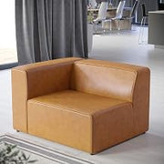 Modway Mingle Vegan Leather Sectional Sofa Left-Arm Chair in Tan