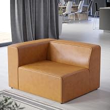 Modway Mingle Vegan Leather Sectional Sofa Left-Arm Chair in Tan