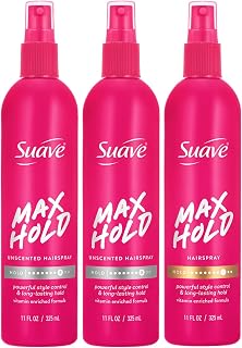Suave Max Hold Non-Aerosol Hairspray, Unscented & Scented 3-Pack, 11 Oz