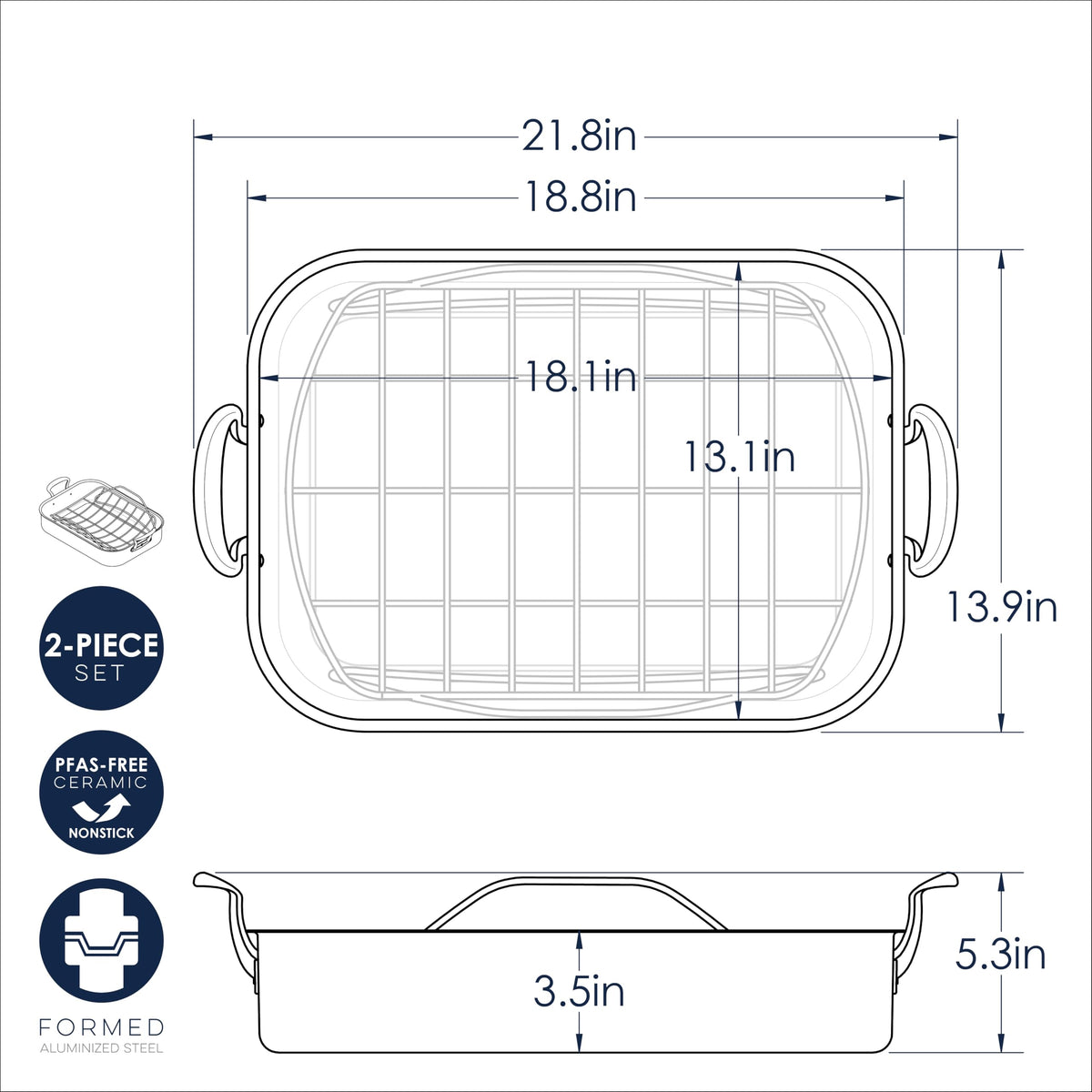 Verde Extra Large Ceramic Nonstick Turkey Roaster with Rack by Nordic Ware – Extra Large + Rack, Aluminized Steel, Ceramic Nonstick, Model 41727AMZM