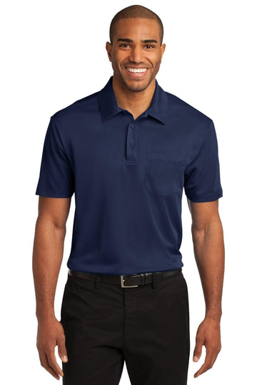 Unisex Silk Touch Performance Pocket Polo Navy by Port Authority – X-Large, Polyester,Silk, Navy, Model SNM-925535