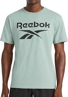 Reebok Men's Core Short Sleeve Crewneck T-Shirt, Standard Fit, Lightweight Cotton-Poly Jersey Fabric