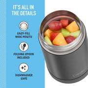 FUNTAINER Insulated Food Jar by THERMOS – 16 Ounces (Pack of 6), 16.0 ounces, Stainless Steel, Matte Black (Pack of 6), Pack of 6