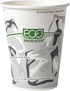 ECO PRODUCTS GreenStripe Compostable 12oz Paper Cups, Case of 1000, Cold Drinks Only, Made With Renewable Resources, Disposable, Lid Available, Plant Based PLA Lined, ASTM Compliant, BPI-Certified