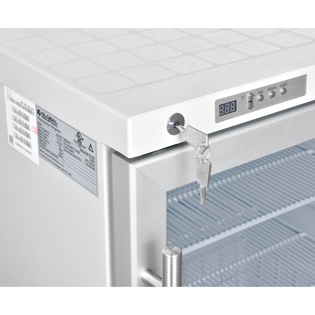 Undercounter Laboratory Refrigerator by Global Industrial – 22.81"L x 19.5"W x 26"H, 2.4 cubic_feet, White, Model 2453700