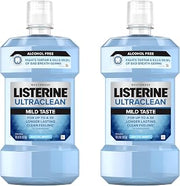 Listerine Ultraclean Mouthwash, Alcohol Free, Tartar Control | Arctic Mint | Less Intense | 1 L | Pack of 2