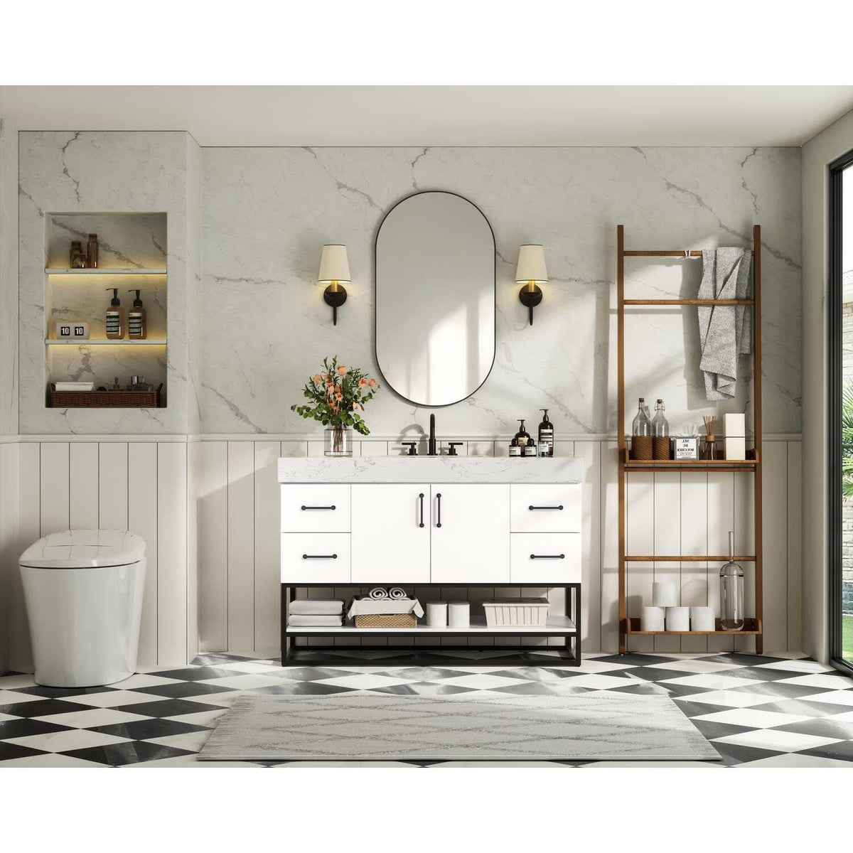 Caroline Bathroom Vanity White by Lighting Design – Wood, White, Model VF29248WH