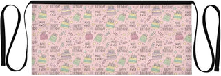 Birthday Pattern Pink 3-Pocket Server Apron Professional Waist Apron for Waitress, Bartender & Restaurants, Water-Resistant Half Apron for Men Women