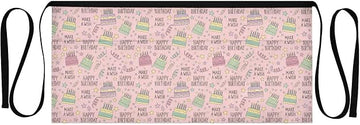 Birthday Pattern Pink 3-Pocket Server Apron Professional Waist Apron for Waitress, Bartender & Restaurants, Water-Resistant Half Apron for Men Women
