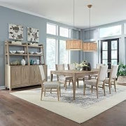 Liberty Furniture Brentwood 7 Piece Rectangular Table Dining Room Set Contemporary 6 Upholstered Chairs, 18" Table Leaf - Sandstone Oak Wood