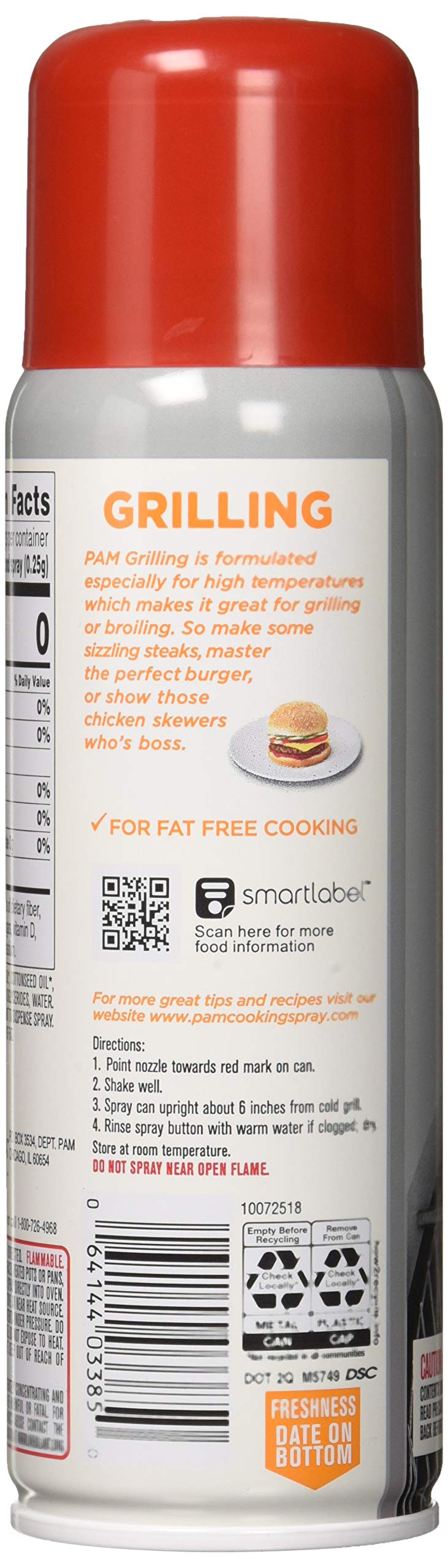 COOKING SPRAY FOR GRILLING 6 PACK by PAM – 5 Ounce (Pack of 6), Pack of 6, Model PAM1004/100/101