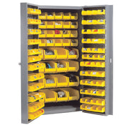 Bin Cabinet with 40 Inner & 96 Door Yellow Bins by Global Industrial – 16 Gauge Steel, Yellow, Model 603401YL