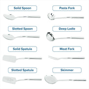 Viking Stainless Steel Utensil Set, 8 Piece Kitchen Tools, Silver
