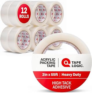 Tape Logic Packing Tape (12-Rolls), 2" x 55 yd - Heavy Duty Packaging Tape Refill for Shipping, Moving, Order Fulfillment, Acrylic 2.6 Mil