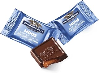Ghirardelli Dark Chocolate Sea Salt Caramel Minis Bulk Case Pack (900 ct) Premium Individually Wrapped Mini Chocolates