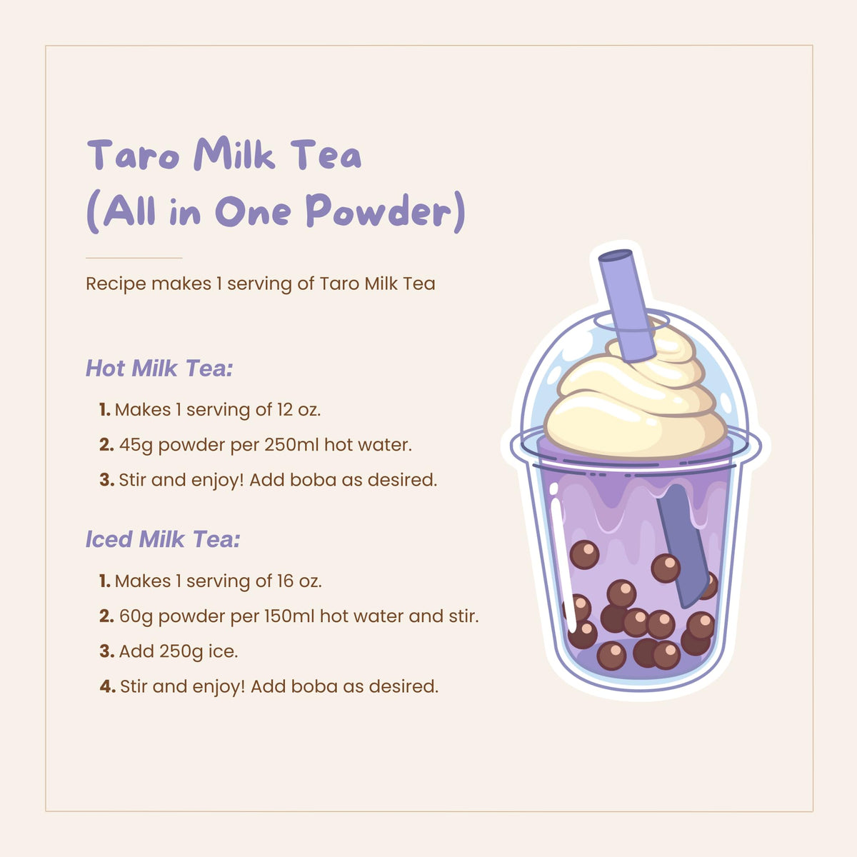 Bubble Tea All-in-One Powder Mix (Taro) by Bossen – 35.2 Ounce (Pack of 1), Model sample_sku_86624