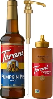 Torani Pumpkin Pie Sauce & Coffee Syrup (Pump Included), Flavoring for Drinks & Desserts, Holiday Gift Idea