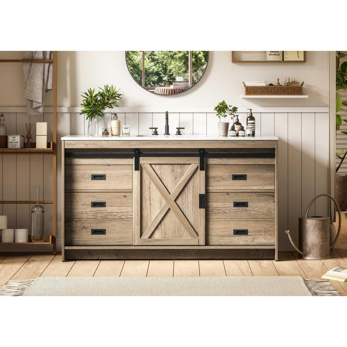 Austin Bathroom Vanity Natural Oak by Lighting Design – Engineered Wood, Natural Oak, Model VF90560NT