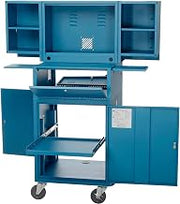 Global Industrial Fold Out Computer Security Cabinet, Mobile, 5" Swivel Casters (2 Locking), Steel Construction, Blue, 24-1/2"W x 22-1/2"D x 61-1/2"H, Unassembled