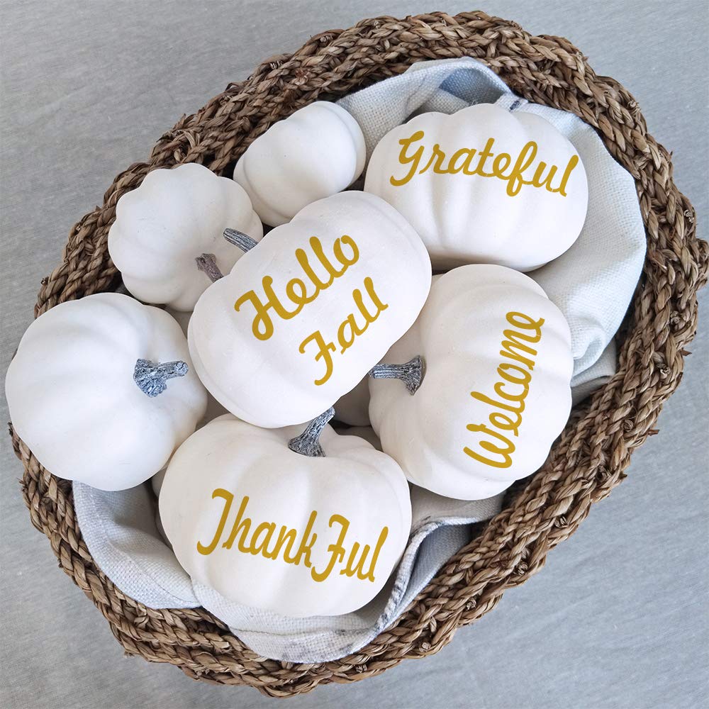 Besttoyhome Artificial Pumpkins, White Foam, Set of 12