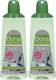 Bona Multi-Surface Hard Floor Cleaner Spray Mop Cartridge-34 fl oz - Unscented-Refillable - Residue-Free Floor Cleaning Solution Spray Mops - Stone, Tile, Laminate, & Vinyl Floors (Pack of 2)