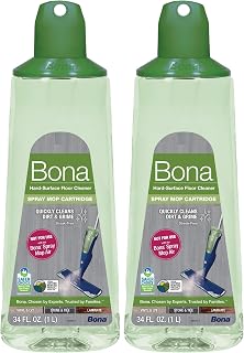 Bona Multi-Surface Hard Floor Cleaner Spray Mop Cartridge-34 fl oz - Unscented-Refillable - Residue-Free Floor Cleaning Solution Spray Mops - Stone, Tile, Laminate, & Vinyl Floors (Pack of 2)