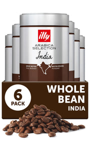 illy India Single Origin Dark Roast / 8.8 Ounce (Pack of 6) / Whole Bean Coffee
