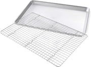 1607CR Bakeware Extra Large Sheet Baking Pan and Bakeable Nonstick Cooling Rack Set by USA Pan – Metal, Silver