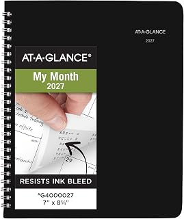 AT-A-GLANCE 2027 Planner, Monthly, 7" x 8.75", Unruled Daily Blocks, DayMinder, Black (G4000027)