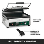 Panini Press with Timer by Waring – Compact Cooking Surface Machines, Cast Iron, Green, Model WFG250T