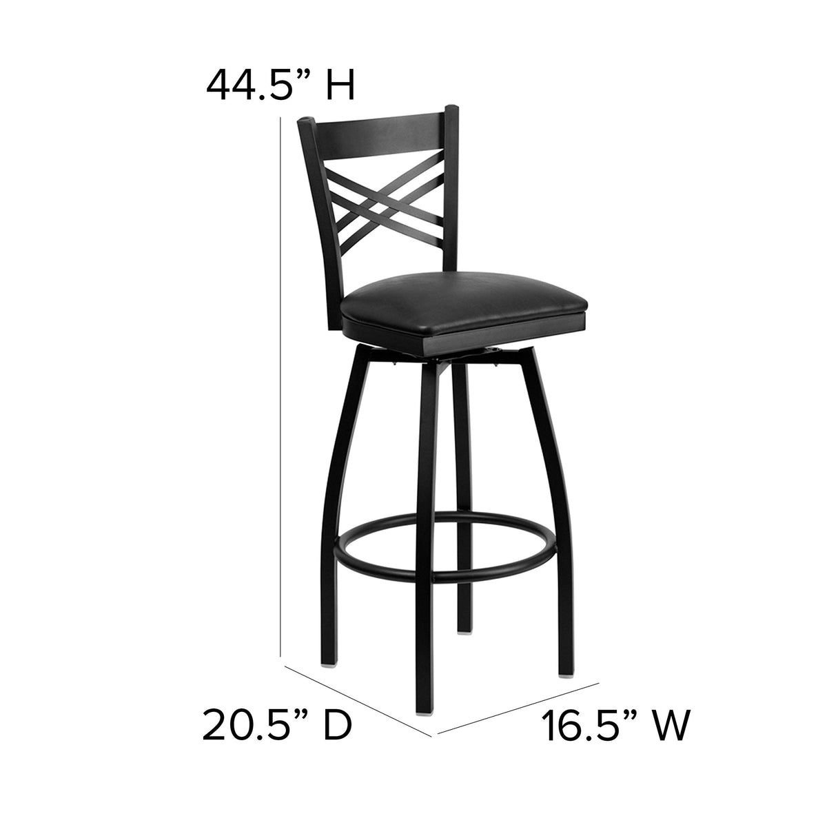 Flash Furniture Black Vinyl Seat/Black Metal Frame / 1 Pack / 1 Barstools
