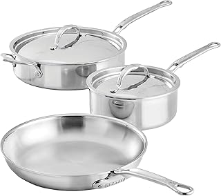 Hestan Culinary ProBond Luxe 5-Piece Stainless Steel Cookware Set, Professional Clad Construction, Induction Compatible, Oven Safe