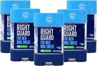 Right Guard For Men Who Sweat, Odor Defense, Anti-Perspirant Deodorant Clear Gel, Fresh 3 oz (Pack of 5)