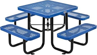 Global Industrial Expanded Metal Picnic Table, 36" Square, Blue