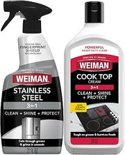 Weiman Stainless Steel Cleaner & Cooktop Heavy Duty Polish - Powerful Appliance Kitchen Cleaning Kit