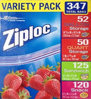 Variety Total Bags by Ziploc – 347 Piece Assortment, 52.0 gallons, Plastic, clear, Pack of 347