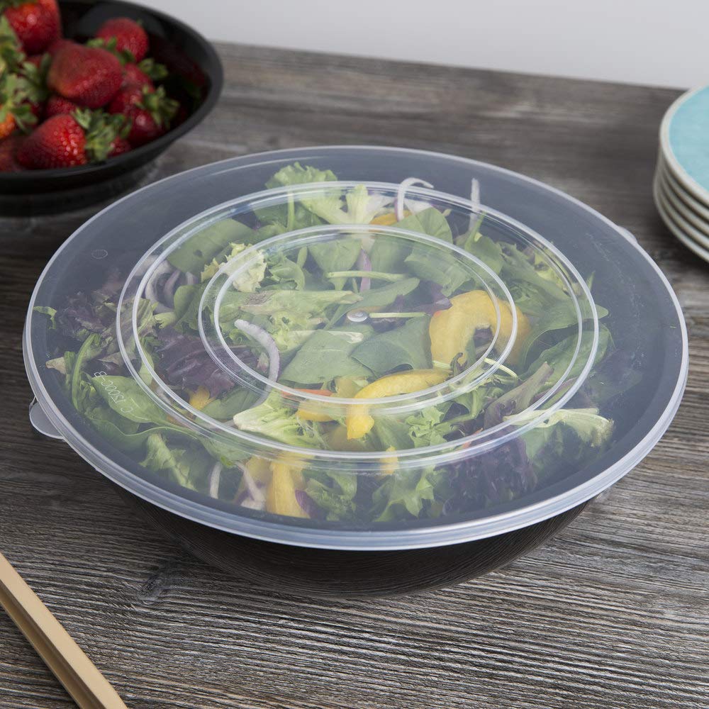 Round Serving Bowls - 160 Oz | 12" | Black | Pack of by Fineline settings – 160.0 ounces, Polypropylene (PP), Black, Model HPB12610PP.BK