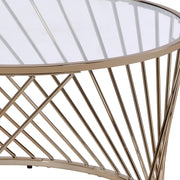 32" Clear Glass Top Coffee Table by VUSVAB – Metal, Champagne