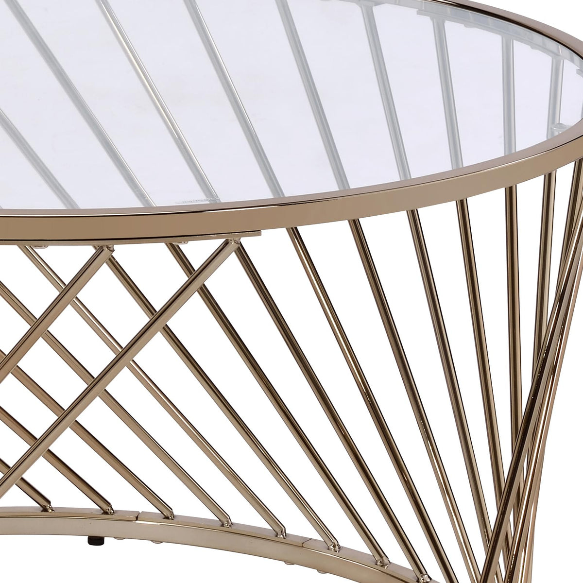 32" Clear Glass Top Coffee Table by VUSVAB – Metal, Champagne