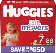HUGGIES Little Movers Diapers, Size 7-41+ Pounds (88 Count)
