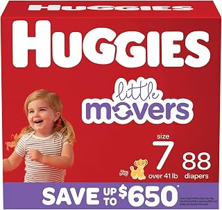 HUGGIES Little Movers Diapers, Size 7-41+ Pounds (88 Count)