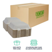 Compostable 8" Soak Proof Clamshell To Go Containers by ECO PRODUCTS – 8", 35.5 ounces, Molded Fiber, white, Pack of 200