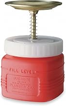 Justrite 14018 1 Quart Polyethylene are high-density polyethylene with brass pump assembly. Dasher is 5" Dia. 9" H, 5 1/2" O.D.