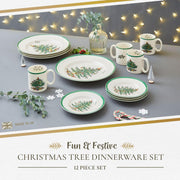 Spode Christmas Tree Earthenware Dinnerware Set, Service for 4, Multicolor