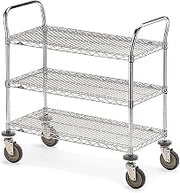 Metro Three-Shelf Wire Carts, 36" W x 18" D x 39-1/2"H