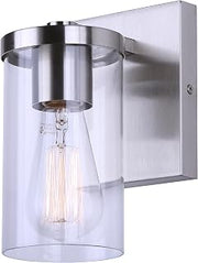 Canarm Britton 1-Light Brushed Nickel Vanity Bath Light Fixture, Clear Glass - 1 Each