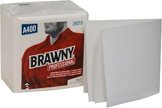 Brawny Professional 1/4-Fold A400 Disposable Cleaning Towel by GP PRO (Georgia-Pacific), White, 29215, 50 Towels Per Pack, 16 Packs Per Case (800 Total)